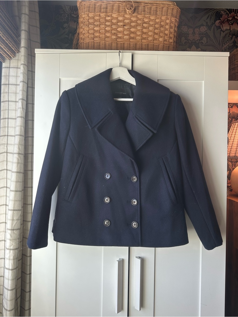 Banana Republic Navy Double-Breasted Peacoat